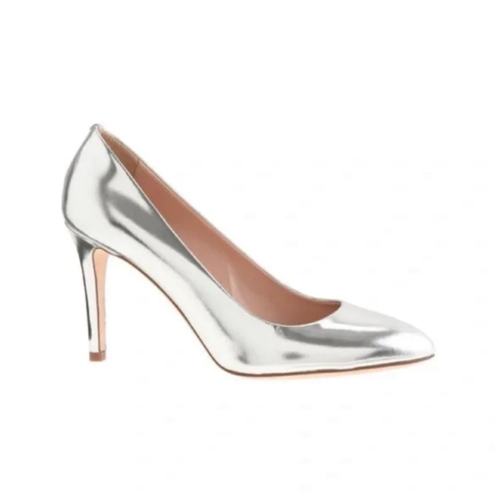 NWOT J.Crew Miri heels in silver metallic size 8.5